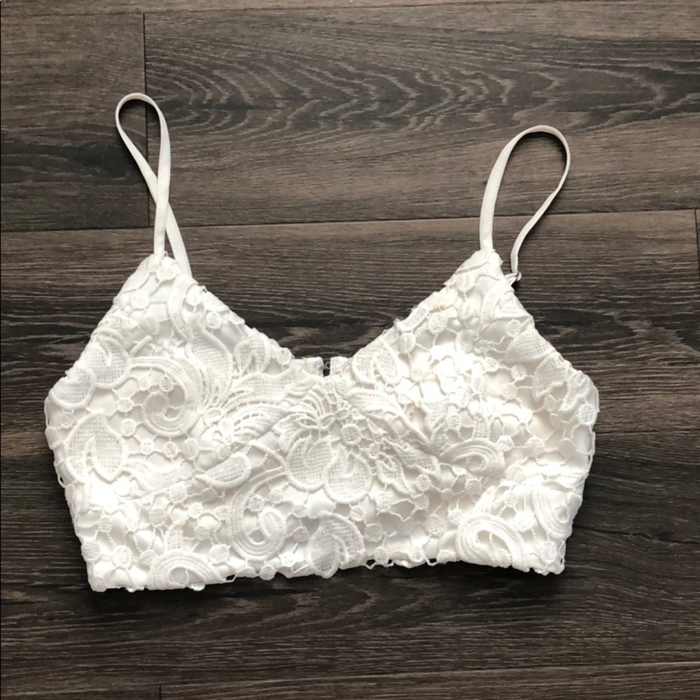 White Lacey crop top
